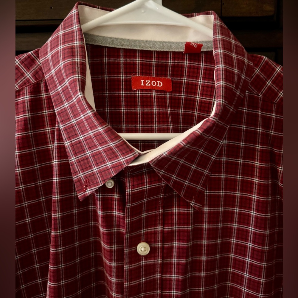 IZOD Big/Tall Men’s Long Sleeve Button Up w/ Pocket-EUC-Maroon Pld - Size XXL - Picture 4 of 5
